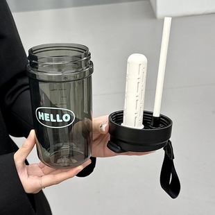 Summer high color value scented tea accompanying cup tritan coffee cup plastic water cup household straw dual-use cup wholesale
