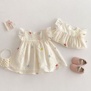 Baby Korean-style Bag Fart Clothes 2025 New Summer Baby Embroidered Bow Hare Thin One-year-old Newborn Clothes