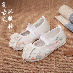[Children's Auspicious] Hanfu Shoes Ancient Clothing Children's Embroidered Shoes Chinese Ethnic Antique Old Beijing Tang Clothing Children's Shoes