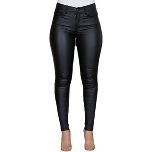 2024 autumn and winter cross-border new Amazon wish solid color PU leather pants casual sexy leggings women's pants foreign trade