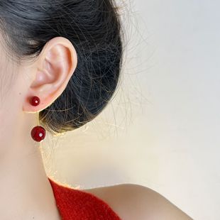 Анкола красная жемчужная серьга 925 серебряная игла, две серьги, легкие и роскошные, высокий темперамент, дикие серьги