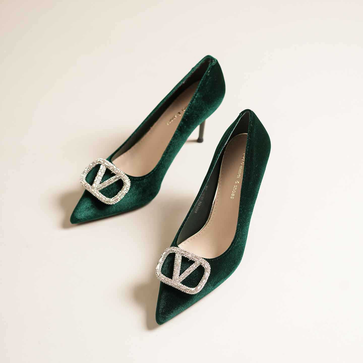6681N-219 Wholesale Pointed-Toe High-Heeled Shoes, Velvet Stiletto Single Shoes with Rhinestones, Multi-Color Exquisite Shoes, Light Luxury Wedding Shoes