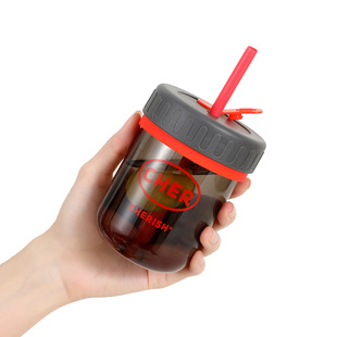 Water Cup Women's High-value Plastic Suction Cup Student Drop-resistant Cup Children's Baby Cartoon Cute Advertising Water Cup