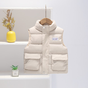 Foreign Trade 2025 Korean Down Cotton Vest Children's Autumn and Winter Wear Baby's Winter Thickened Waistcoat Outer Wear