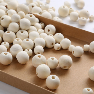 Factory direct 6-20MM in stock log color wooden beads round beads maple loose beads with holes small wooden balls by weight