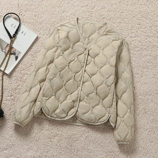 Autumn and Winter New Down Jacket Women's Lightweight Short V-neck plus size Casual All-match Small White Duck Down Warm Liner