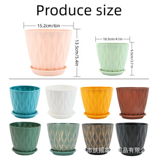 Amazon Explosions 6in Vegetable Fleshy Indoor and Outdoor Gardening PP Flower Pot with Tray Lake Blue Six-piece Set