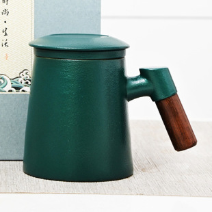 Ceramic Office Cup, Warm Water Cup, Household Large-capacity Mug with Lid, Tea Water Separation Tea Cup, Can Be Customized with LOGO