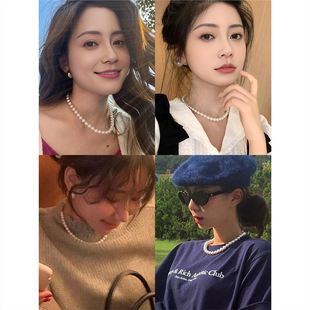 Shijia Xiaomi pearl necklace light luxury niche necklace women's autumn and winter sweater chain accessories 2023 new popular