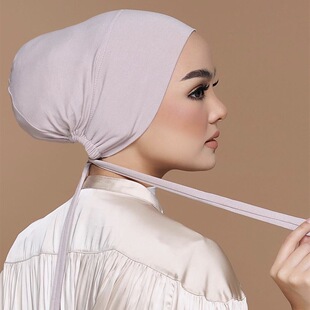 Cross-border Temu AliExpress Explosions Modal mercerized cotton stretch drawstring base cap solid color Middle East women's turban