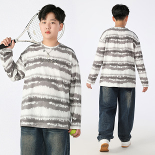 Fat Boys Loose Base Shirt Plus Size Casual T-shirt Long Sleeve Inner Wearing Top Junior High School for Teenagers