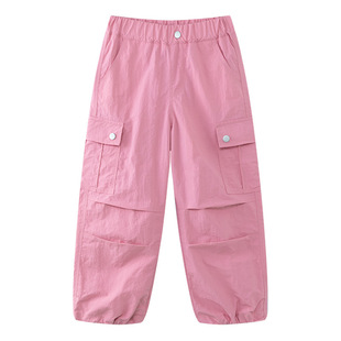 Zuoxi Girls' Work Pants Summer Children's Outdoor Lightweight Breathable Trousers Western Style 2025 Summer New Style Straight Leg Pants