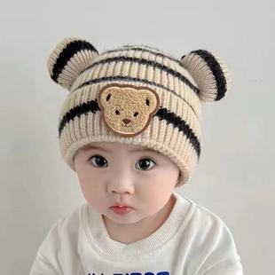 New Bear Ears baby knitted hat autumn and winter Korean children knitted hat warm winter baby wool hat
