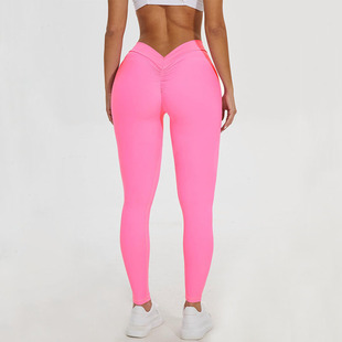 Cross-border yoga pants women's back V waist hip lifting peach pants high waist sports fitness pants nude sense sports pants yoga OK21