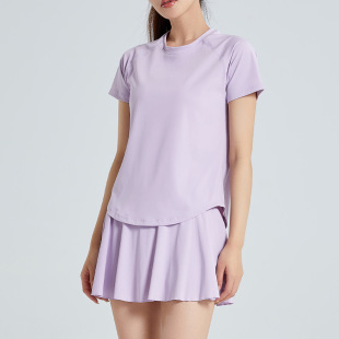 Yoga clothes for women 2023 Summer professional training morning running quick-drying plus size fitness suit sports short sleeve skirt