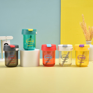 Summer High-Looking Portable Ton-Ton Cup Trendyy Internet Celebrity Same Style Kidsren's Water Cup Portable Sealed Straw Plastic Cup