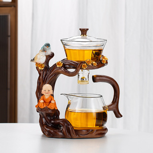 Glass Tea Set Household Magnetic Absorption Semi-automatic Lazy Tea Maker Office Kung Fu Teapot Small Set