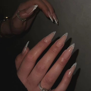 Cross-border French Nail Art Patch Flash Powder Burst Wear Nail Art Patch nails Wear Nail Art Wholesale