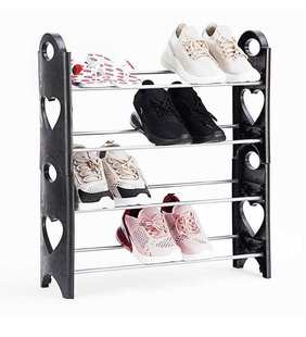 Factory direct supply simple shoe cabinet multi-functional combination multi-layer shoe rack can be stacked multiple monochrome four-layer plastic shoe rack