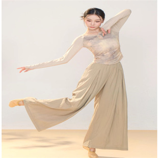 Chinese Classical Dance Pants Elegant Pleated Wide Leg Pants Women's Autumn Modern Dance Practice Clothes
