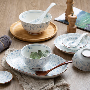 Japanese Tableware and Dishes Set Household Underglaze Rice Bowl Household Noodle Bowl Soup Bowl Jingdezhen Ceramic Bowl Wholesale