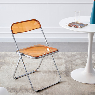 Industrial Style Acrylic Transparent Folding Chair Subnet Red Makeup Chair Coffee Shop Milk Tea Shop Commercial Transparent Chair