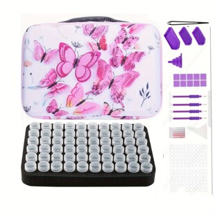 New Diamond Painting Tools suit Portable Storage Bag 60 Pack Storage Bottle Butterfly Printed Nail Polish Essential Oil Bag