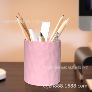 Cross-Border Hot Selling White Silicone Pen Holder Pencil Cup Small Tableware Holder Student Desktop Pen Holder Makeup Storage Box