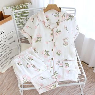 Summer new short trousers sweet cotton yarn pajamas women's two-piece thin breathable cotton home wear suit