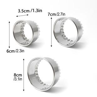 in stock 430 stainless steel round biscuit mould dumpling wrapper cutting mould mousse donut cake wavy edge baking