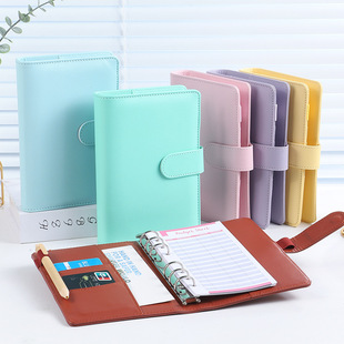 Factory wholesale Macaron simple small fresh hand account notebook PU leather loose-leaf notebook LOGO