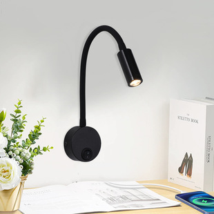 led hose wall lamp hotel bedside gooseneck reading lamp with switch personalized study bedroom lamp open-mounted photo lamp