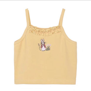 Western Style Girl's Cartoon Cute Camisole Thin 2025 Summer New Sweet Children's Embroidered Base Top
