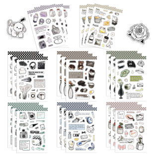 8 original waiting weekend goo card stickers DIY hand account small card mobile phone shell decoration Korean ins waterproof wholesale