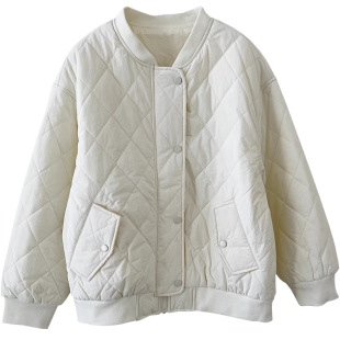 Stand Collar cotton-padded coat for women winter New loose large size slimming simple Korean style basic long sleeve zipper top
