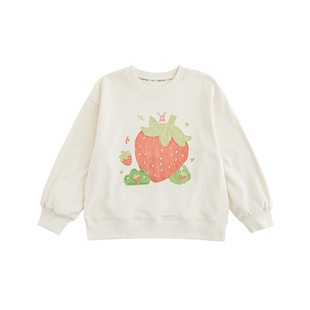 Wuri Boo Girl's Cartoon Printed Sweatshirt 2025 Spring Children's Playful Cute Soft Waxy Skin-Friendly Elastic Leisure