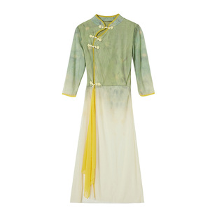 Square Dance Clothing New Cheongsam Gradient Color Classical Folk Dance Chinese Style Performance Clothing suit YM2416