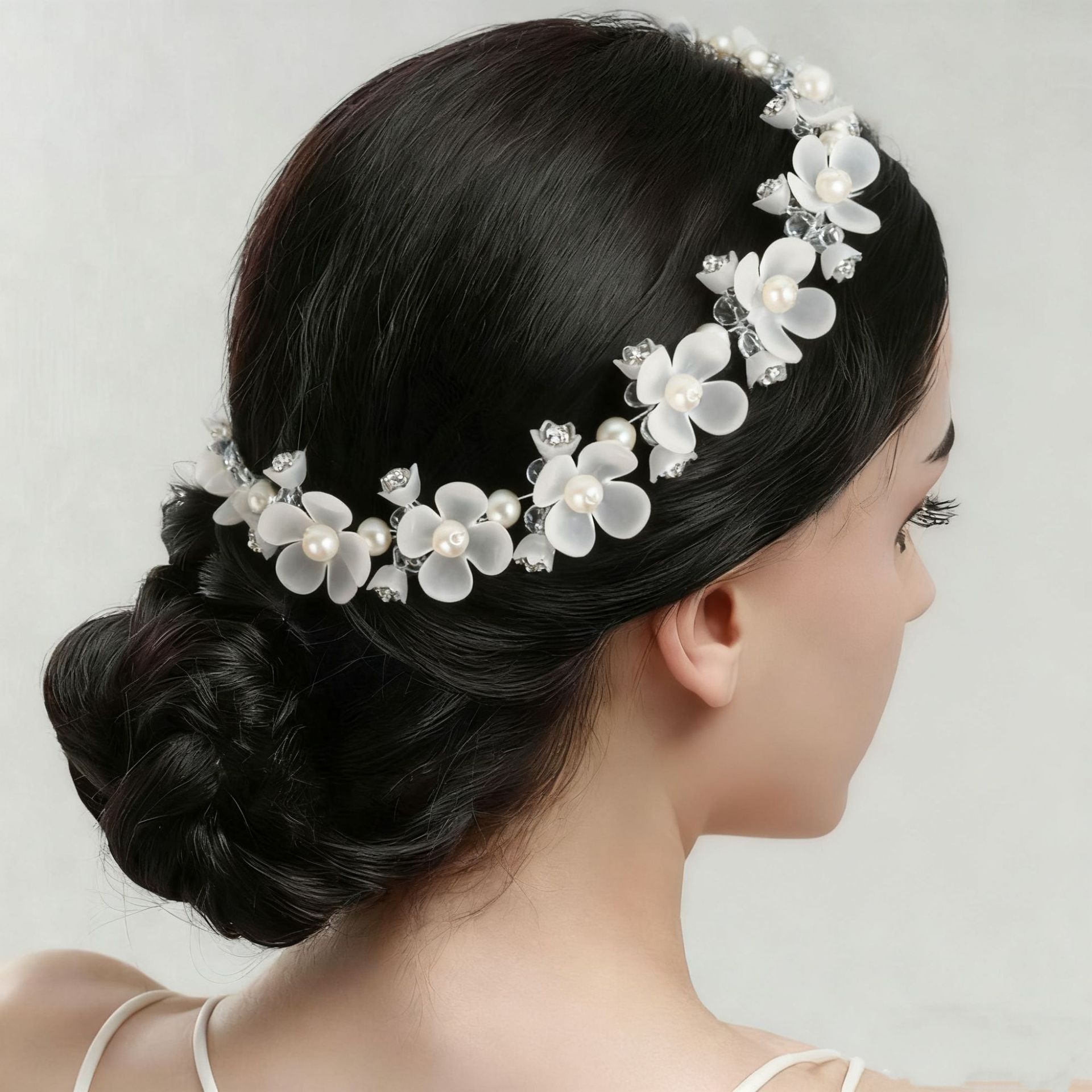 Fashion Handmade Copper Wire Pearl Flower Accessories Hair Accessories Garland Accessories Chinese Style Head Chain Antique Hair Accessories Wholesale Cross