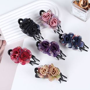 Korean style elegant light luxury three-tooth clip hairpin mother duckbill clip updo hair clip headdress big clip back head