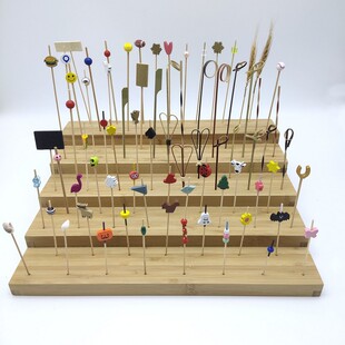 Source manufacturers wholesale bamboo creative striped beaded string disposable stick bamboo string bamboo stick fruit stick