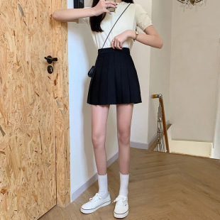 Summer 2023 new preppy style high waist slimming JK pleated skirt A- line skirt female young student skirt