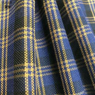 Autumn and Winter New Retro Small Plaid Color Spun Fabric Brown Blue Plaid