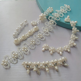 New handmade woven Crystal Pearl flower jewelry wave pearl chain DIY clothing hairpin hat accessories
