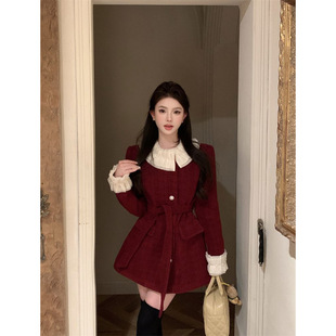 Early Autumn New Waist Elegant Slimming Lace-up Chanel Style Suit Jacket Small New Year's Gown Internet Celebrity Women