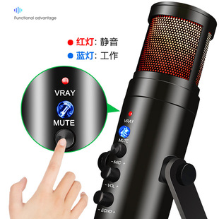 USB condenser microphone mobile phone computer universal live karaoke game Voice conference recording noise reduction cross-border microphone