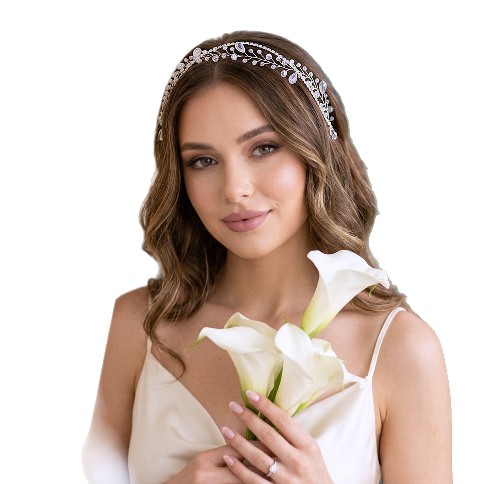 Morning Star Silver Crystal Hairband Bride Bridesmaid Wedding Banquet Hair Accessories Rhinestone Cross Hair Chain Photo Headpiece Cx93