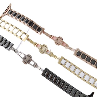 Suitable for apple small slimming three-ball steel strap ceramic metal strap apple watch8/SE/7/6/54