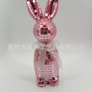 Cross-Border Customized Christmas and Halloween New Decorative Rabbit Mirror Ball Stage Disco Reflective Glass Ball