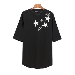Cross-border foreign trade pa Angel decapitated bear short sleeve ins palm tree Tide brand big logo back letter bat sleeve t-shirt