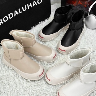 Snow boots men's boots leather cotton boots high-top leather boots fashion 2025 autumn and winter new cotton shoes plus size wool men's shoes